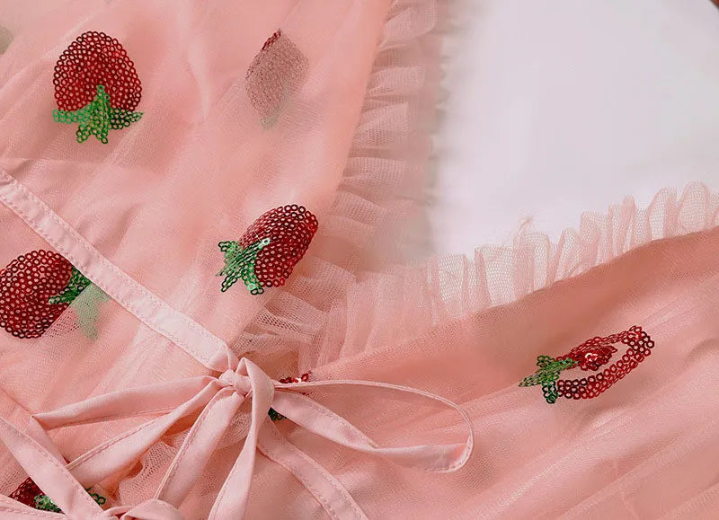 Strawberry Dreams Summer Dress - Pink